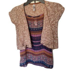 Girls 2 Piece tank top and short sleeve cardigan Size Small by Beautees